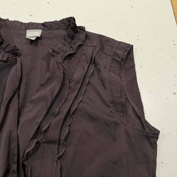 Converse One Star Purple Blouse Top Ruffled sleeveless Button Down Womens XL - Picture 6 of 8
